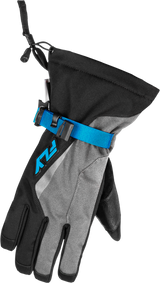 Fly Racing 371-0606S Fly Racing Title Gauntlet Gloves Light Grey/Black/Blue Sm 371-0606S