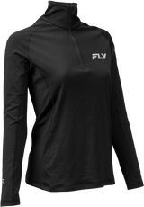 Fly Racing 354-6406L Fly Racing Wmn'S Hvywght Baselyer 3/4 Zip Black Lg 354-6406L