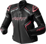 Rst 103626PNK-12 Rst S1 D3O Leather Ladies Jacket Blk/Flo Pink Md 103626Pnk-12