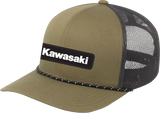 FACTORY EFFEX 29-86104 Factory Effex Hat Kawasaki Explorer Braided Snapback Moss Green/Charcoal 29-86104