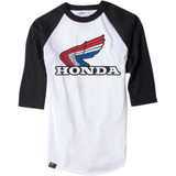 FACTORY EFFEX 1787338 Factory Effex Vintage Honda Baseball T-Shirt - White/Black - 2Xl 17-87338