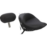 Mustang Wide Solo Seat - With Backrest - Black - Studded W/Concho - Softail '06-'10 79532