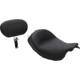Mustang Wide Solo Seat - With Backrest - Vintage - Black - Smooth - Fl '08+ 79600