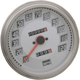DRAG SPECIALTIES DS-243893 Drag Specialties 5" Mph Fl-Style 2:1 Speedometer With Tach - Billet Look White Face