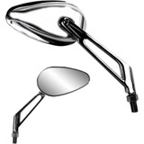 Parts Unlimited Mirror - X-Treme Mini - Side View - Teardrop - Billet - Short - Chrome - Each