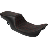 Drag Specialties Seats Predator 2-Up Seat - Vinyl - Double Diamond - Red Stitching - W/O Backrest - Fl '97-'07