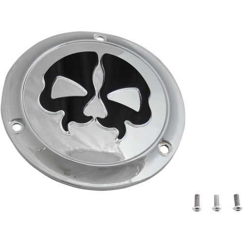 Drag Specialties Split Skull Derby Cover - Chrome - 3-Hole