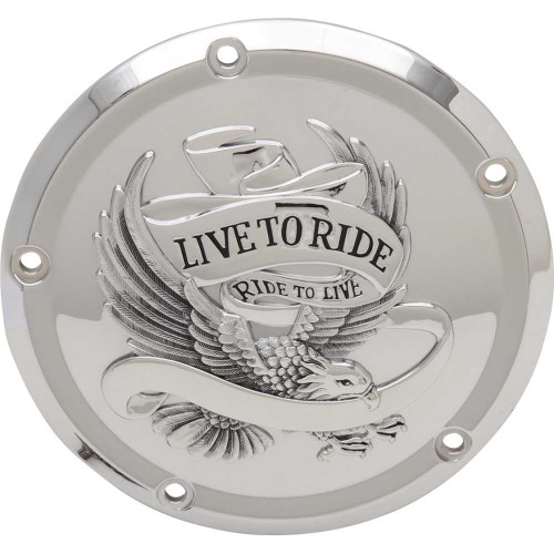 DRAG SPECIALTIES 1107-0554 Drag Specialties Live To Ride Derby Cover - 5-Hole - Chrome - Touring/Trike