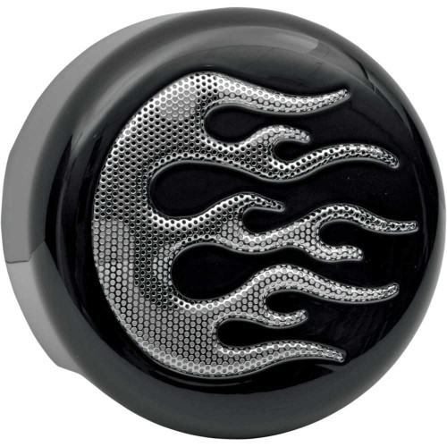 DRAG SPECIALTIES 2107-0053 Drag Specialties Horn Cover - Black With Chrome Flame