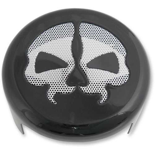 DRAG SPECIALTIES 2107-0250 Drag Specialties Horn Cover - Black With Chrome Skull