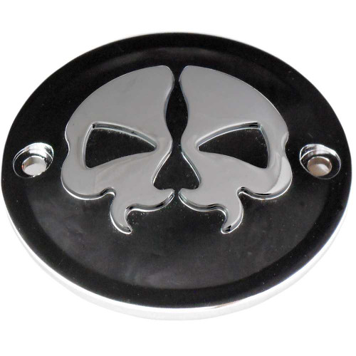 DRAG SPECIALTIES 0940-1615 Drag Specialties Points Cover - Black - Chrome Skull - 2 Hole