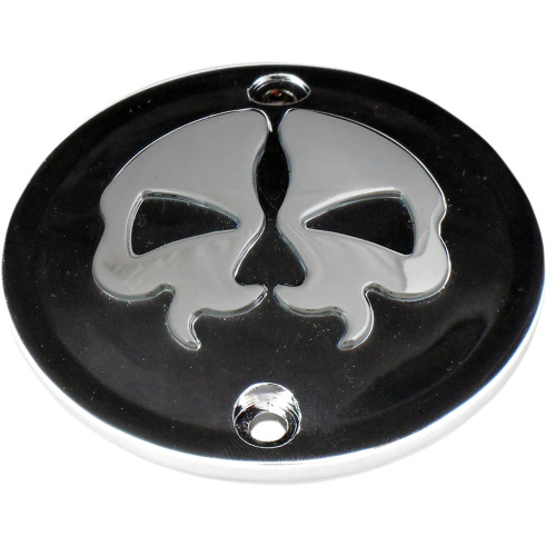 Drag Specialties Points Cover - Black - Chrome Skull - 2 Hole - Sportster