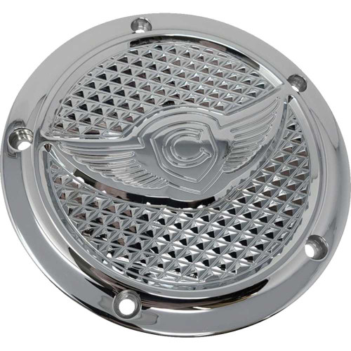 COVINGTONS C3074C Covingtons Derby Cover - Diamondback - 5-Hole - Chrome - Twin Cam C3074-C