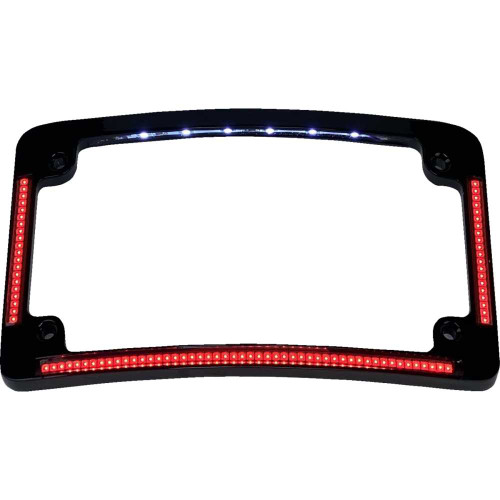 CUSTOM DYNAMICS TF08B Custom Dynamics License Plate Frame - Red/White Led - Gloss Black Tf08-B