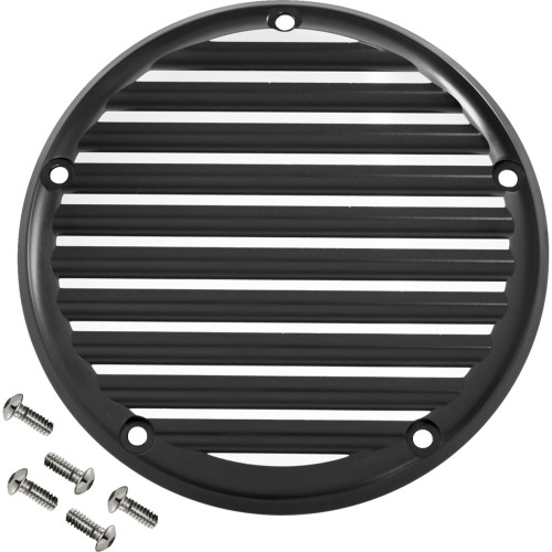 Derby Cover - 5 Hole - Finned - Black/Silver - M8 Softail 06-965-2