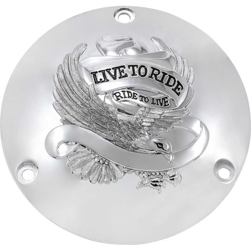 DRAG SPECIALTIES 1107-0155 Drag Specialties Live To Ride Derby Cover - 3 Hole - Chrome