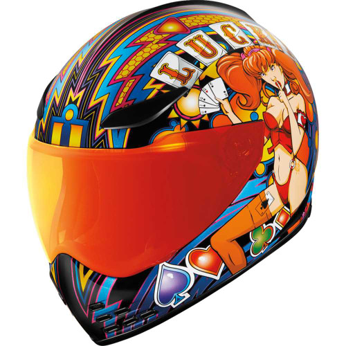 ICON 0101-14952 Domain Helmet - Lucky Lid 4 - Red - Small