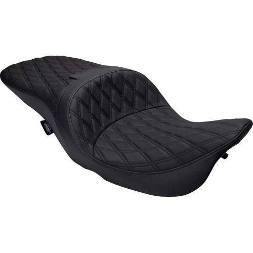 DRAG SPECIALTIES 0801-1504 Drag Specialties Freedom Seat - Vinyl - Double Diamond Black Stitch - Flh '97-'07