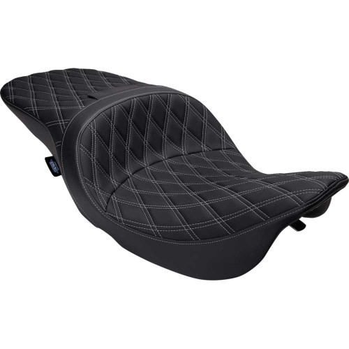 DRAG SPECIALTIES 0801-1506 Drag Specialties Freedom Seat - Vinyl - Double Diamond Silver Stitch - Flh '97-'07