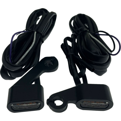 Drag Specialties Marker Lights - Matte Black - Amber Lens - '04-'13 Xl
