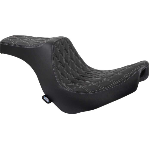 DRAG SPECIALTIES 0802-1493 Drag Specialties Predator Iii Seat - Double Diamond - Black W/ Silver Stitching - Fl/Fx '18-'22