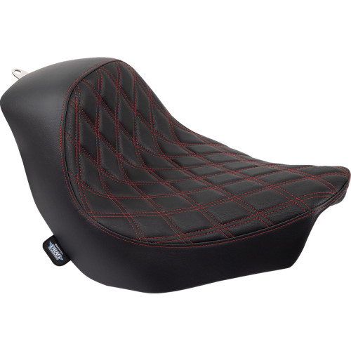 Drag Specialties Solo Seat - Double Diamond - Red Stitching - Fl/Fx '18-'23
