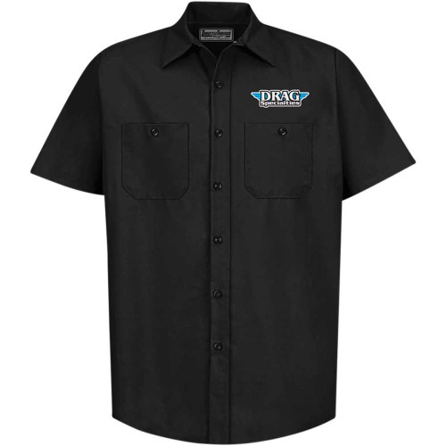 THROTTLE THREADS DRG31ST24BKSM Throttle Threads Drag Specialties Shop Shirt - Black - Small Drg31St24Bksm