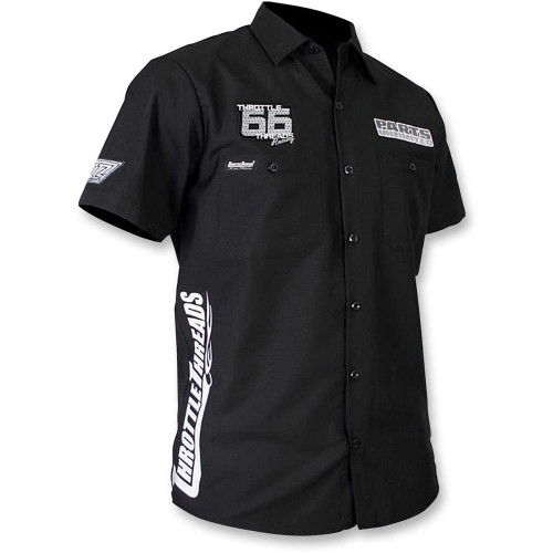 THROTTLE THREADS TT430S24BKLR Throttle Threads Throttle Threads Snow Shop Shirt - Black - Large Tt430S24Bklr