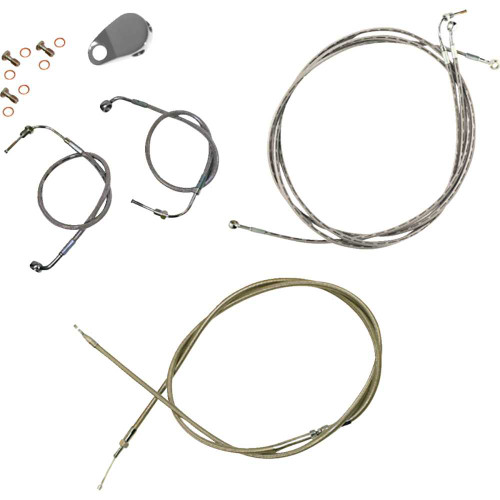 LA CHOPPERS LA8157KT16 La Choppers Handlebar Cable/Brake Line Kit - Quick Connect - 15" - 17" Ape Hanger Handlebars - Stainless Steel La-8157Kt-16