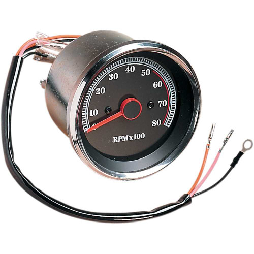 DRAG SPECIALTIES DS-243939 Drag Specialties 8000 Rpm Electronic Tachometer - Stainless Housing Ring - Black Face