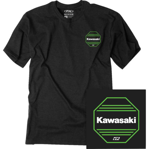 FACTORY EFFEX 2787112 Factory Effex Kawasaki Octagon T-Shirt - Heather Black - Medium 27-87112