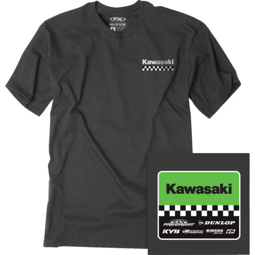 Factory Effex Kawasaki Starting Line T-Shirt - Heather Charcoal - Medium 27-87102