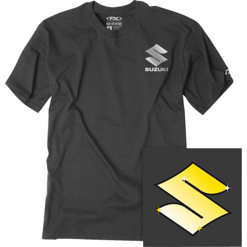 Factory Effex Suzuki Bling T-Shirt - Heather Charcoal - Medium 27-87412