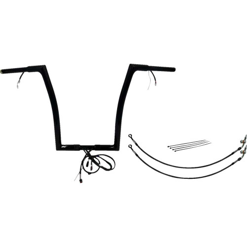 FAT BAGGERS INC. 701916B Fat Baggers Inc. Handlebar Kit - Flat Top - 16" - Black 701916-B