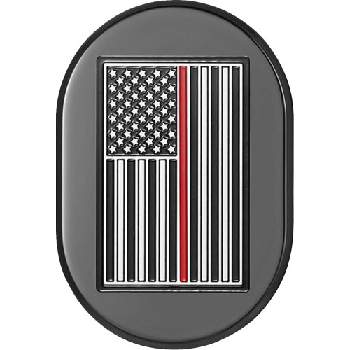 FIGURATI DESIGNS FD75ACBLKLT Figurati Designs Antenna Cover - Left Rear Fender - Red Line American Flag - Black Fd75-Ac-Blk-Lt