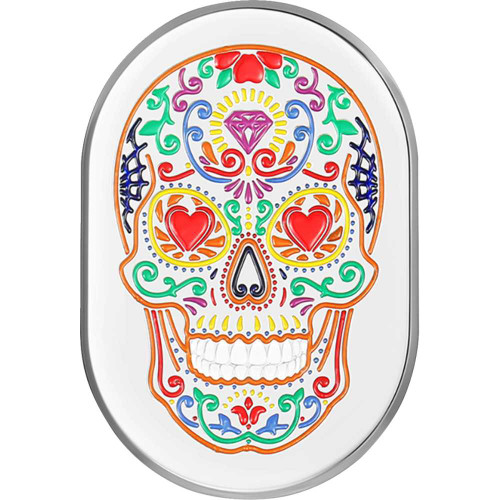 FIGURATI DESIGNS FD30ACSSLT Figurati Designs Antenna Cover - Left Rear Fender - Sugar Skull - Chrome Fd30-Ac-Ss-Lt