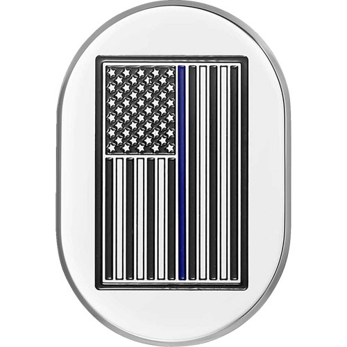 FIGURATI DESIGNS FD70ACSSRT Figurati Designs Antenna Cover - Right Rear Fender - Blue Line American Flag - Chrome Fd70-Ac-Ss-Rt