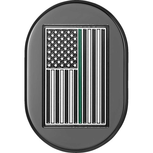FIGURATI DESIGNS FD72ACBLKRT Figurati Designs Antenna Cover - Right Rear Fender - Green Line American Flag - Black Fd72-Ac-Blk-Rt