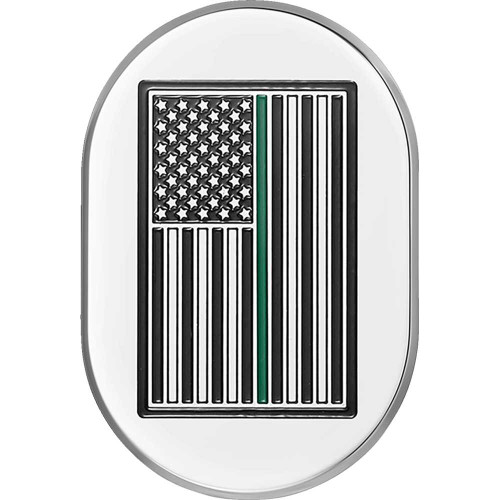 FIGURATI DESIGNS FD72ACSSRT Figurati Designs Antenna Cover - Right Rear Fender - Green Line American Flag - Chrome Fd72-Ac-Ss-Rt