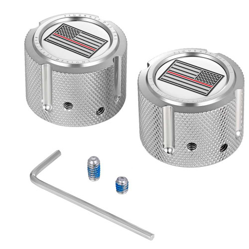 FIGURATI DESIGNS FD73FACSS Figurati Designs Axle Nut Cover - Front - Stainless Steel - Red Line Flag - Silver Fd73-Fac-Ss