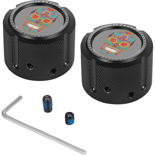 Figurati Designs Axle Nut Cover - Front - Stainless Steel - Sugar Skull - Black Fd30-Fac-Blk Figurati Designs Axle Nut Cover - Front - Stainless Steel - Sugar Skull - Black Fd30-Fac-Blk