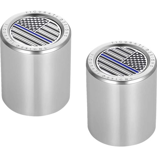 FIGURATI DESIGNS FD70DC2530SS Figurati Designs Docking Hardware Covers - American Flag - Blue Line - Short - Stainless Steel Fd70-Dc-2530-Ss