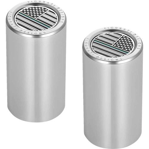 FIGURATI DESIGNS FD72DC2545SS Figurati Designs Docking Hardware Covers - American Flag - Green Line - Long - Stainless Steel Fd72-Dc-2545-Ss