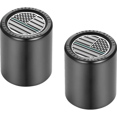 FIGURATI DESIGNS FD72DC2530BK Figurati Designs Docking Hardware Covers - American Flag - Green Line - Short - Black Fd72-Dc-2530-Bk
