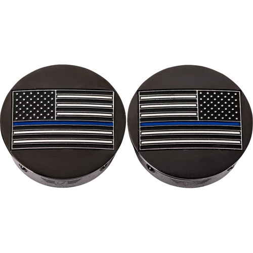 Figurati Designs Swing Arm Covers - Blue Line American Flag - Custom - Black - Reversed Fd71-Afbl-Blk