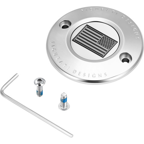 Figurati Designs Timing Cover - 2 Hole - American Flag - Contrast Cut - Stainless Steel Fd26R-Tc-2H-Ss Figurati Designs Timing Cover - 2 Hole - American Flag - Contrast Cut - Stainless Steel Fd26R-Tc-2H-Ss