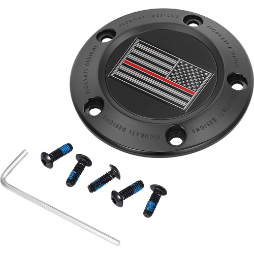 Figurati Designs Timing Cover - 5 Hole - Red Line American Flag - Black Fd75-Tc-5H-Blk Figurati Designs Timing Cover - 5 Hole - Red Line American Flag - Black Fd75-Tc-5H-Blk