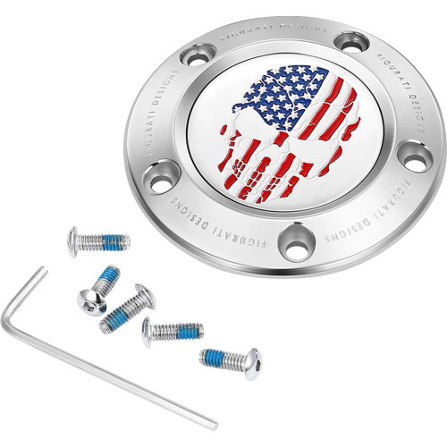 FIGURATI DESIGNS FD24TC5HSS Figurati Designs Timing Cover - 5 Hole - Skull - Stainless Steel Fd24-Tc-5H-Ss
