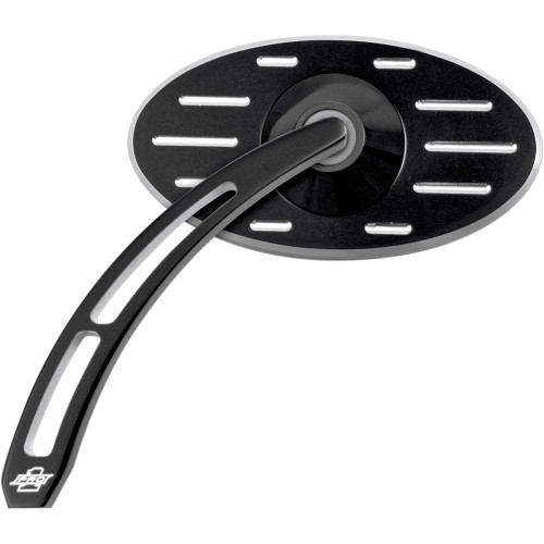 Pro-One Perf.Mfg. Mirror - Pro Street - Side View - Cut-Out/Ball Milled - Oval - Black - Left 102630B