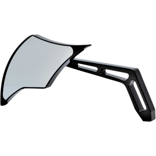 PRO-ONE PERF.MFG. 102300AB Pro-One Perf.Mfg. Mirror - Weekend Warrior - Side View - Cut-Out/Flame Head - Oblong - Black - Left 102300Ab